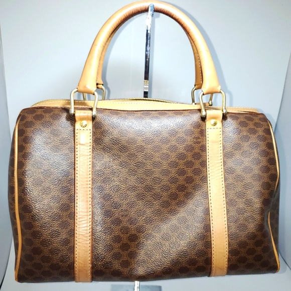 Celine Vintage Boston Bag 1 OPEN POCKET IN FRONT Macadame Coated  Canvas . - Picture 2 of 16